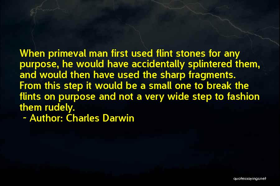 Charles Darwin Quotes: When Primeval Man First Used Flint Stones For Any Purpose, He Would Have Accidentally Splintered Them, And Would Then Have