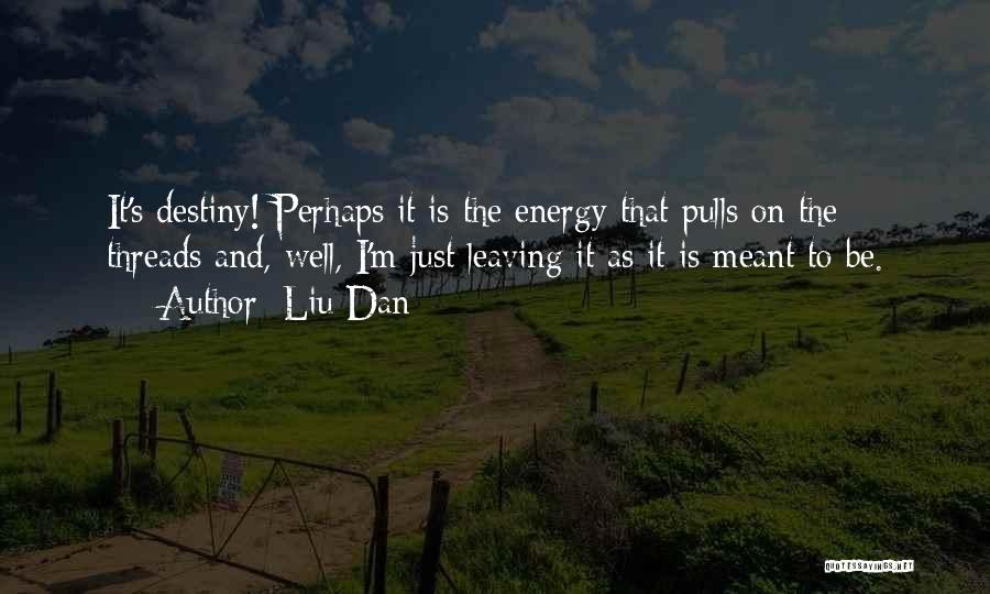 Liu Dan Quotes: It's Destiny! Perhaps It Is The Energy That Pulls On The Threads And, Well, I'm Just Leaving It As It