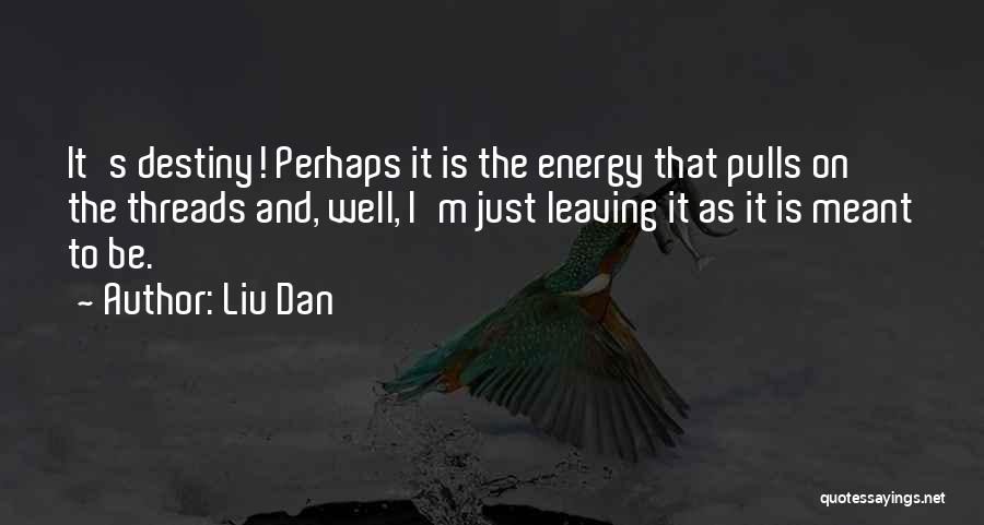 Liu Dan Quotes: It's Destiny! Perhaps It Is The Energy That Pulls On The Threads And, Well, I'm Just Leaving It As It