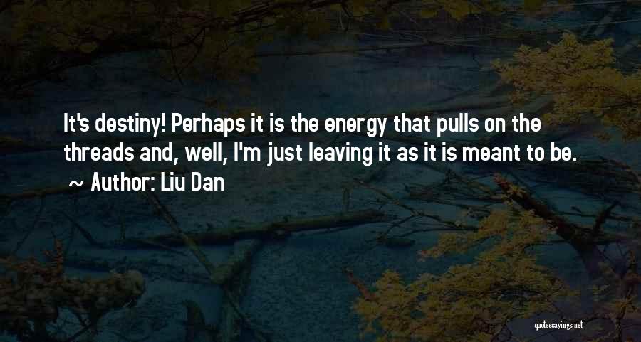 Liu Dan Quotes: It's Destiny! Perhaps It Is The Energy That Pulls On The Threads And, Well, I'm Just Leaving It As It