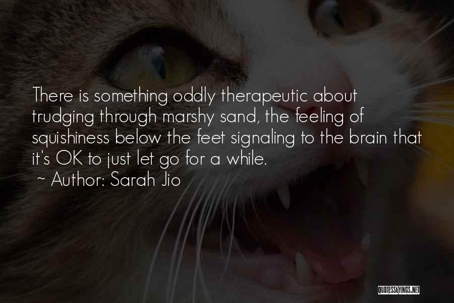 Sarah Jio Quotes: There Is Something Oddly Therapeutic About Trudging Through Marshy Sand, The Feeling Of Squishiness Below The Feet Signaling To The