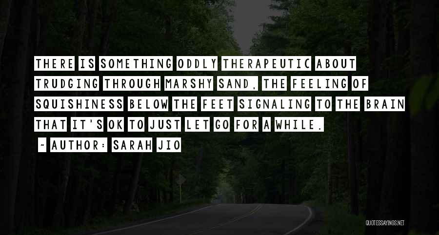 Sarah Jio Quotes: There Is Something Oddly Therapeutic About Trudging Through Marshy Sand, The Feeling Of Squishiness Below The Feet Signaling To The