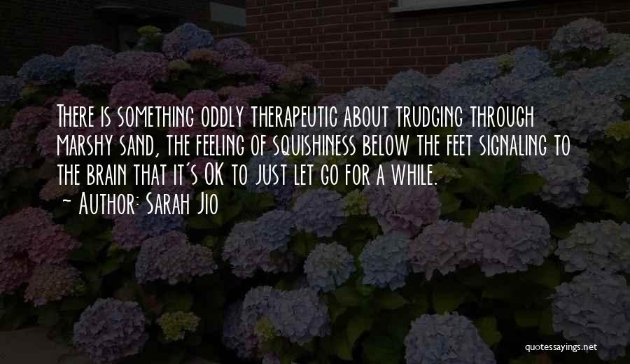 Sarah Jio Quotes: There Is Something Oddly Therapeutic About Trudging Through Marshy Sand, The Feeling Of Squishiness Below The Feet Signaling To The