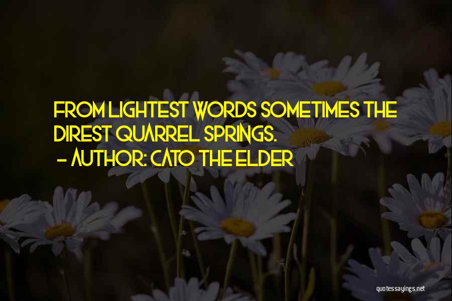 Cato The Elder Quotes: From Lightest Words Sometimes The Direst Quarrel Springs.