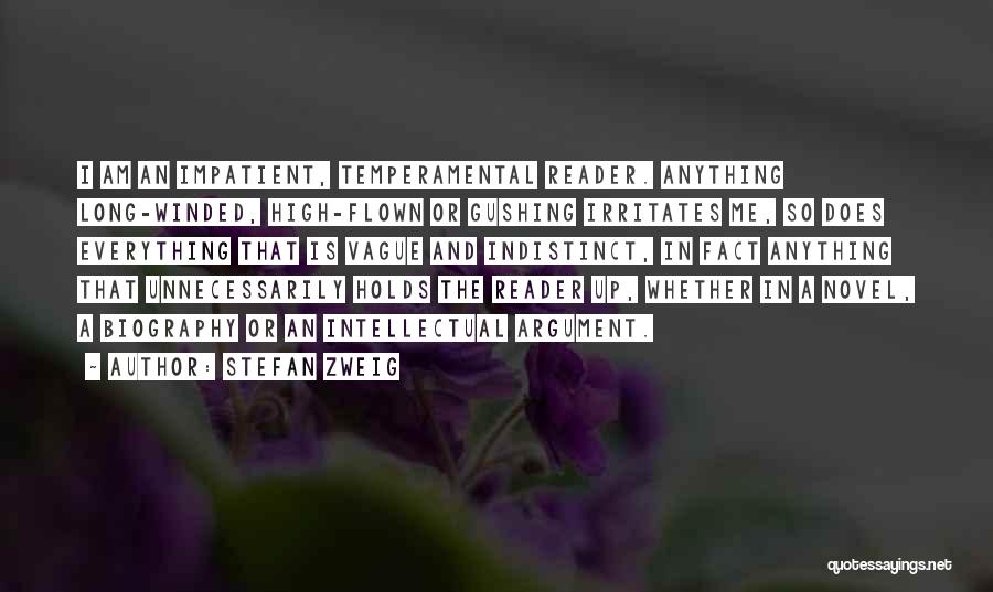 Stefan Zweig Quotes: I Am An Impatient, Temperamental Reader. Anything Long-winded, High-flown Or Gushing Irritates Me, So Does Everything That Is Vague And