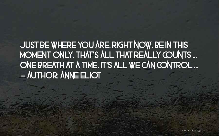Anne Eliot Quotes: Just Be Where You Are. Right Now. Be In This Moment Only. That's All That Really Counts ... One Breath