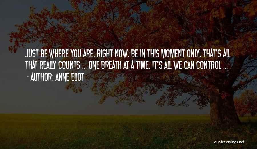 Anne Eliot Quotes: Just Be Where You Are. Right Now. Be In This Moment Only. That's All That Really Counts ... One Breath
