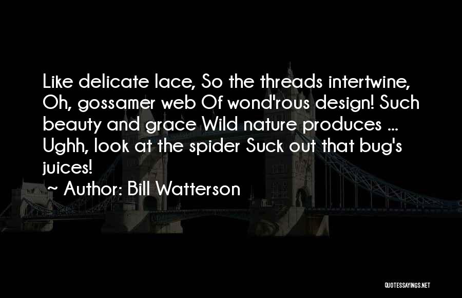 Bill Watterson Quotes: Like Delicate Lace, So The Threads Intertwine, Oh, Gossamer Web Of Wond'rous Design! Such Beauty And Grace Wild Nature Produces