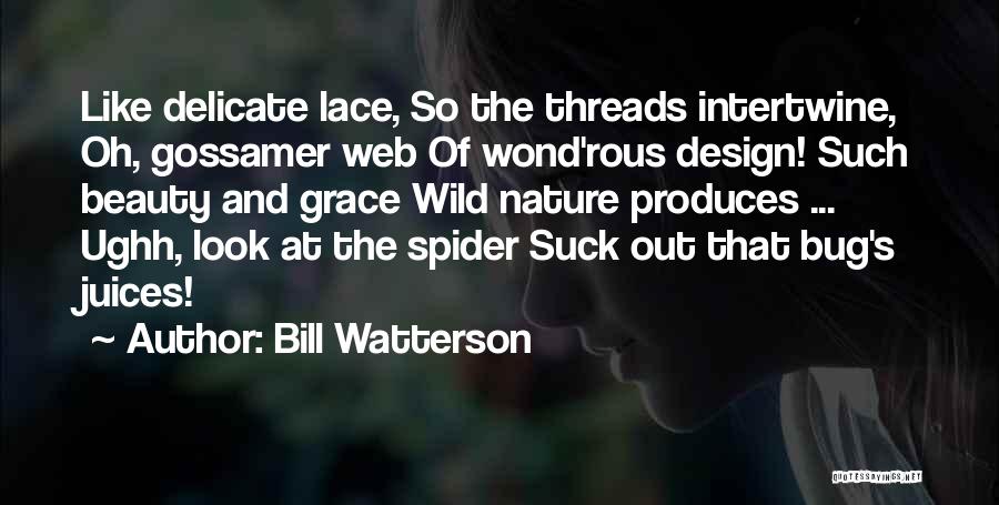 Bill Watterson Quotes: Like Delicate Lace, So The Threads Intertwine, Oh, Gossamer Web Of Wond'rous Design! Such Beauty And Grace Wild Nature Produces