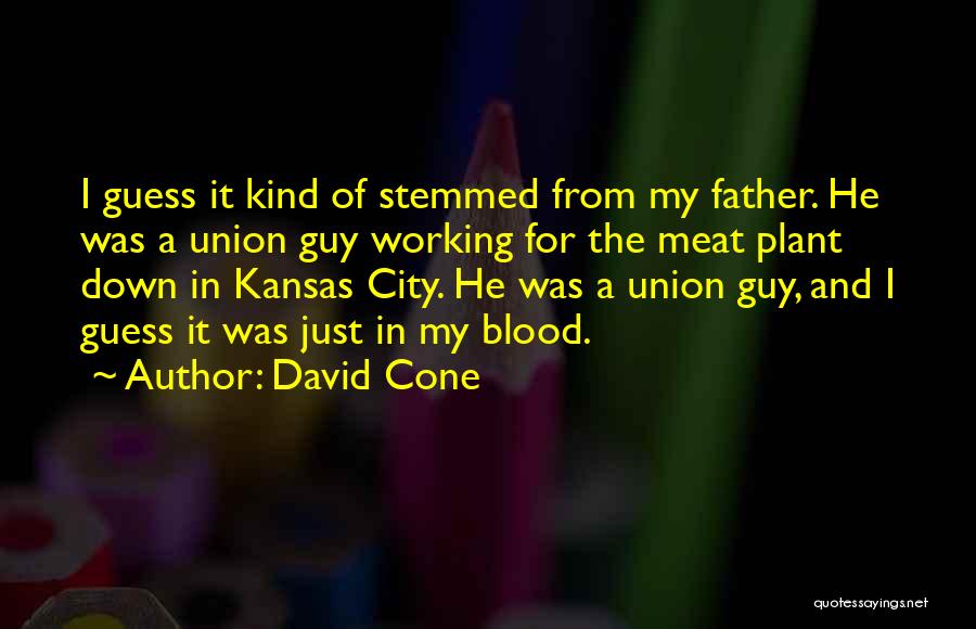 David Cone Quotes: I Guess It Kind Of Stemmed From My Father. He Was A Union Guy Working For The Meat Plant Down