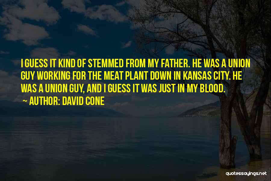 David Cone Quotes: I Guess It Kind Of Stemmed From My Father. He Was A Union Guy Working For The Meat Plant Down