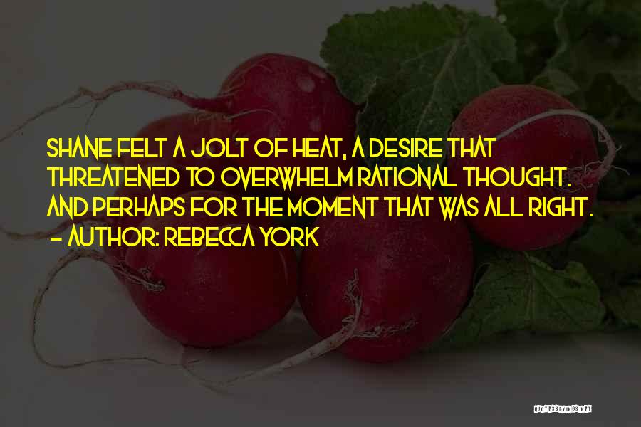Rebecca York Quotes: Shane Felt A Jolt Of Heat, A Desire That Threatened To Overwhelm Rational Thought. And Perhaps For The Moment That