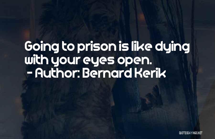 Bernard Kerik Quotes: Going To Prison Is Like Dying With Your Eyes Open.