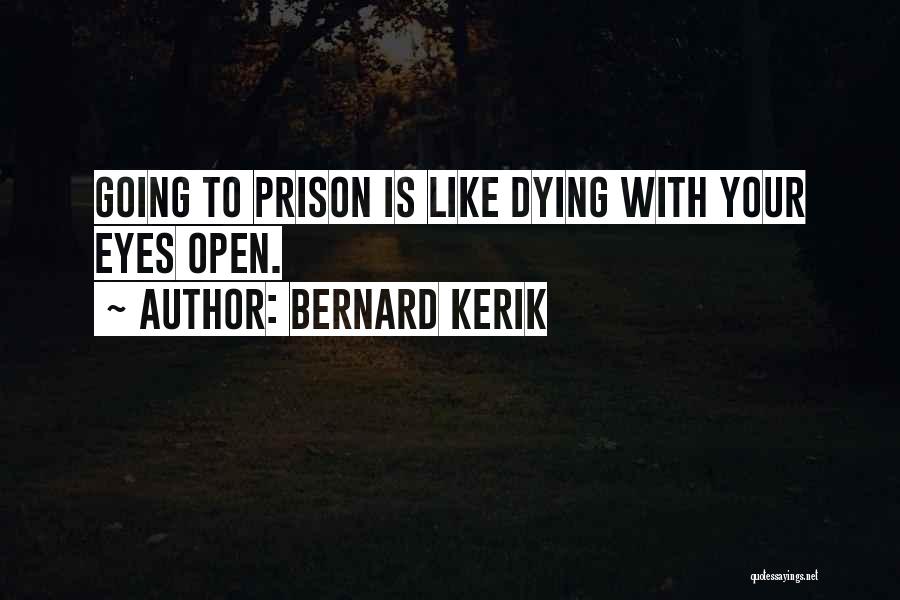 Bernard Kerik Quotes: Going To Prison Is Like Dying With Your Eyes Open.