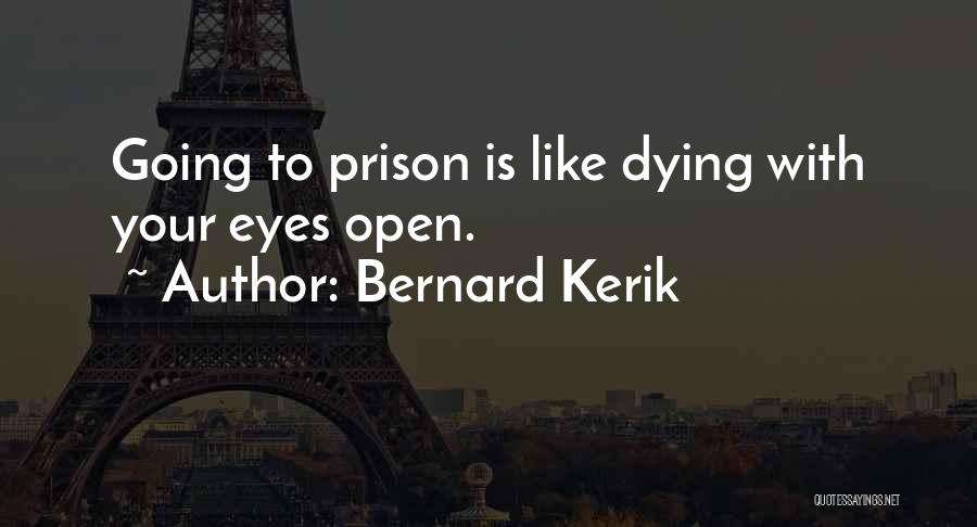 Bernard Kerik Quotes: Going To Prison Is Like Dying With Your Eyes Open.