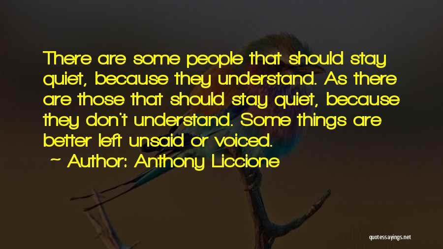 Anthony Liccione Quotes: There Are Some People That Should Stay Quiet, Because They Understand. As There Are Those That Should Stay Quiet, Because