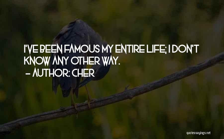 Cher Quotes: I've Been Famous My Entire Life; I Don't Know Any Other Way.