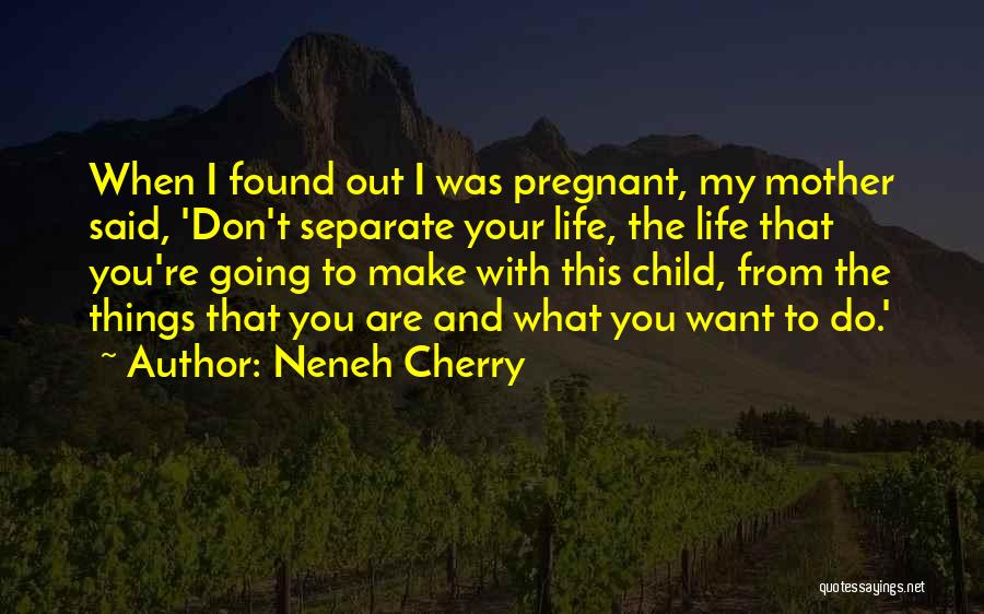 Neneh Cherry Quotes: When I Found Out I Was Pregnant, My Mother Said, 'don't Separate Your Life, The Life That You're Going To