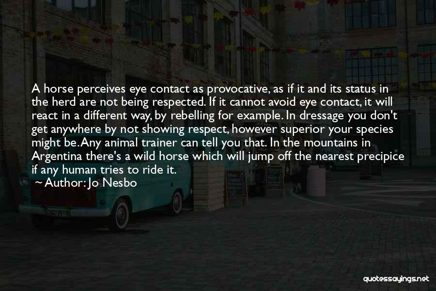 Jo Nesbo Quotes: A Horse Perceives Eye Contact As Provocative, As If It And Its Status In The Herd Are Not Being Respected.