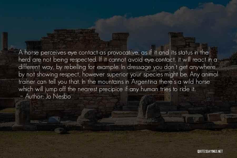 Jo Nesbo Quotes: A Horse Perceives Eye Contact As Provocative, As If It And Its Status In The Herd Are Not Being Respected.
