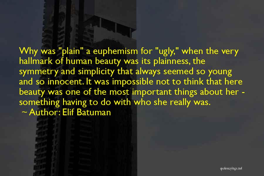 Elif Batuman Quotes: Why Was Plain A Euphemism For Ugly, When The Very Hallmark Of Human Beauty Was Its Plainness, The Symmetry And