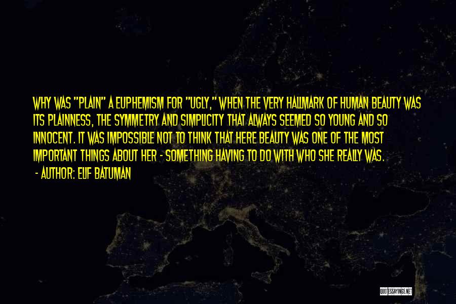 Elif Batuman Quotes: Why Was Plain A Euphemism For Ugly, When The Very Hallmark Of Human Beauty Was Its Plainness, The Symmetry And