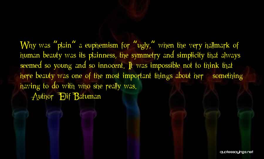 Elif Batuman Quotes: Why Was Plain A Euphemism For Ugly, When The Very Hallmark Of Human Beauty Was Its Plainness, The Symmetry And