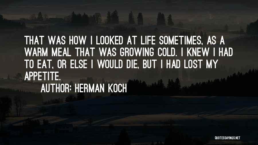 Herman Koch Quotes: That Was How I Looked At Life Sometimes, As A Warm Meal That Was Growing Cold. I Knew I Had