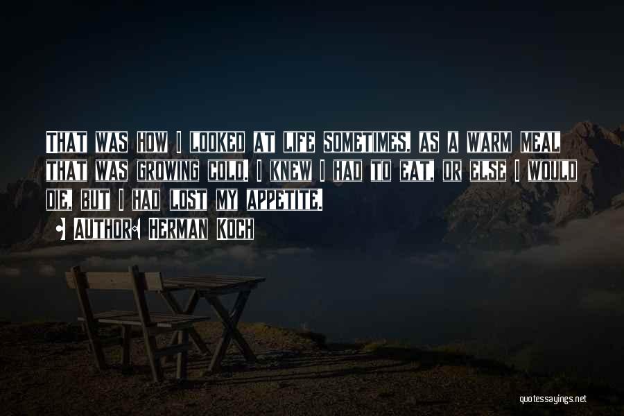 Herman Koch Quotes: That Was How I Looked At Life Sometimes, As A Warm Meal That Was Growing Cold. I Knew I Had