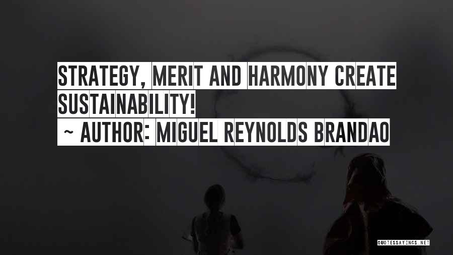 Miguel Reynolds Brandao Quotes: Strategy, Merit And Harmony Create Sustainability!