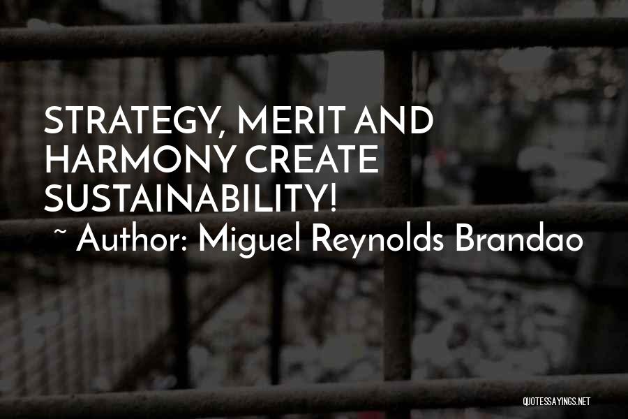 Miguel Reynolds Brandao Quotes: Strategy, Merit And Harmony Create Sustainability!