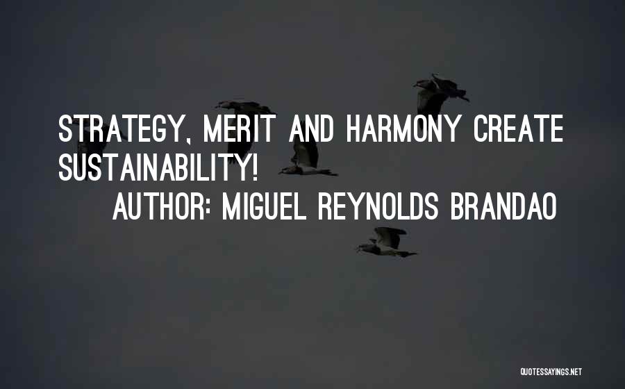 Miguel Reynolds Brandao Quotes: Strategy, Merit And Harmony Create Sustainability!