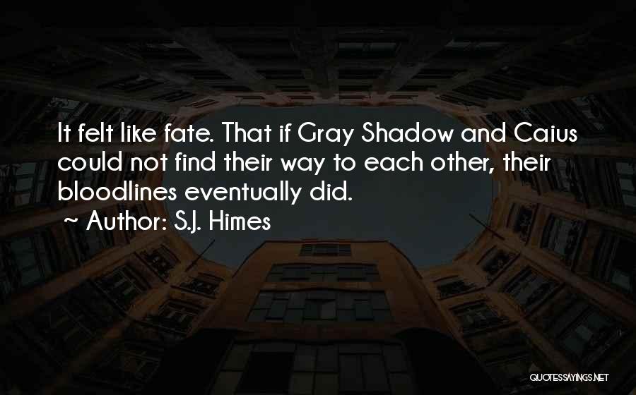 S.J. Himes Quotes: It Felt Like Fate. That If Gray Shadow And Caius Could Not Find Their Way To Each Other, Their Bloodlines