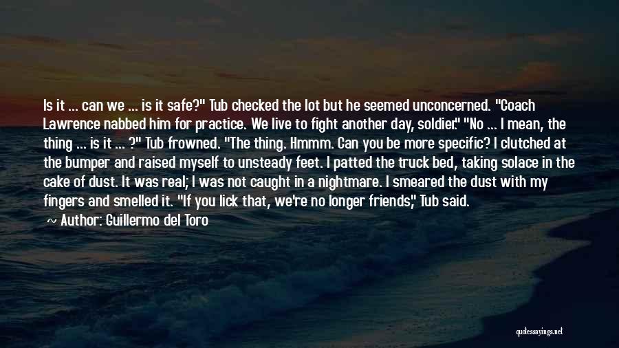 Guillermo Del Toro Quotes: Is It ... Can We ... Is It Safe? Tub Checked The Lot But He Seemed Unconcerned. Coach Lawrence Nabbed
