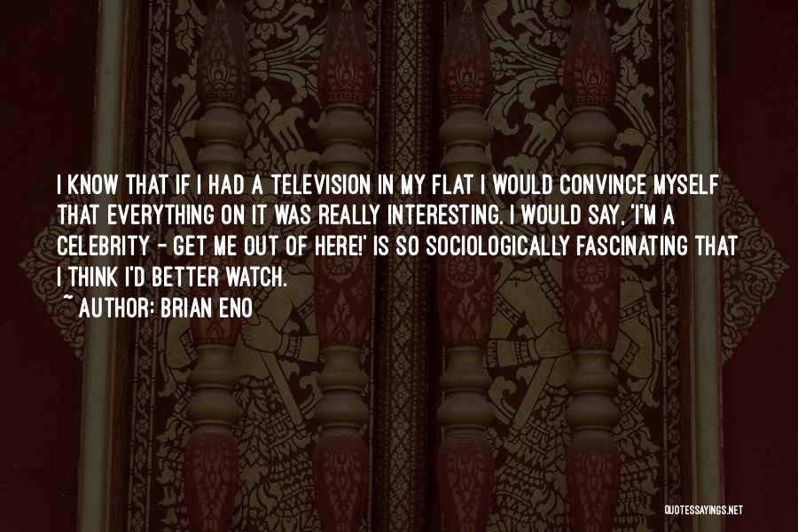 Brian Eno Quotes: I Know That If I Had A Television In My Flat I Would Convince Myself That Everything On It Was