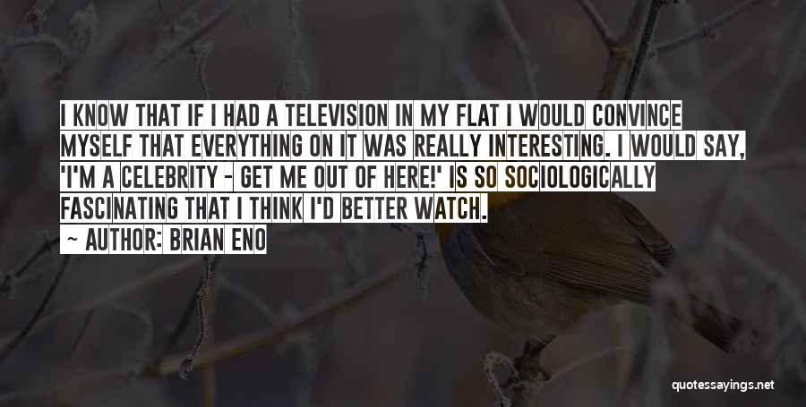 Brian Eno Quotes: I Know That If I Had A Television In My Flat I Would Convince Myself That Everything On It Was