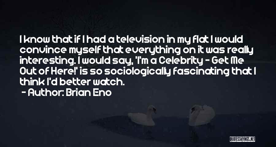 Brian Eno Quotes: I Know That If I Had A Television In My Flat I Would Convince Myself That Everything On It Was