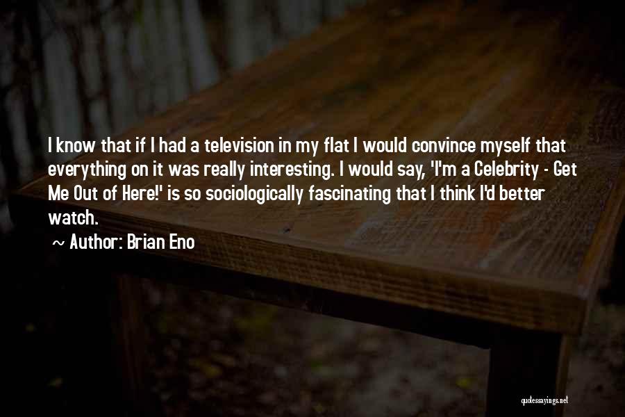 Brian Eno Quotes: I Know That If I Had A Television In My Flat I Would Convince Myself That Everything On It Was