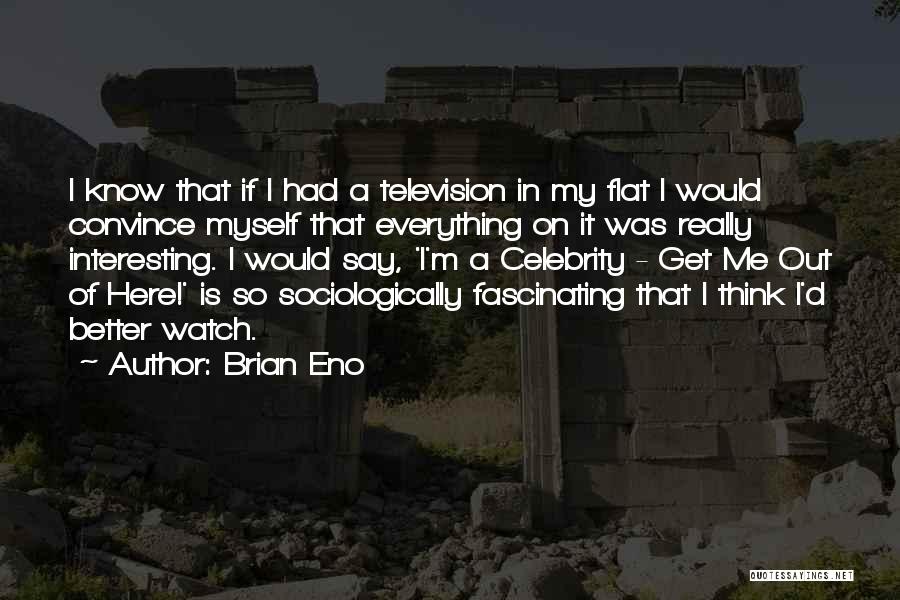 Brian Eno Quotes: I Know That If I Had A Television In My Flat I Would Convince Myself That Everything On It Was