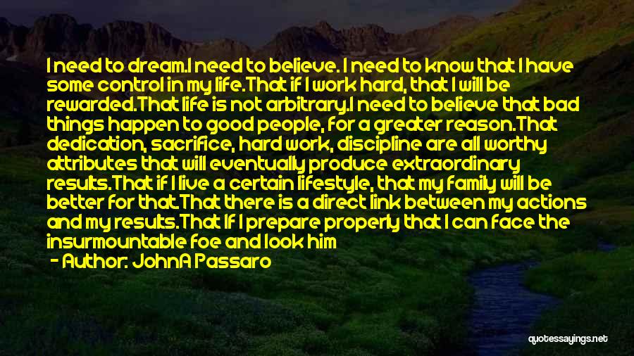 JohnA Passaro Quotes: I Need To Dream.i Need To Believe. I Need To Know That I Have Some Control In My Life.that If