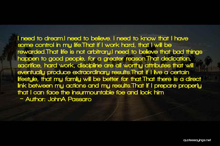 JohnA Passaro Quotes: I Need To Dream.i Need To Believe. I Need To Know That I Have Some Control In My Life.that If