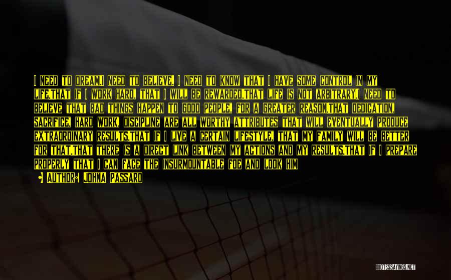 JohnA Passaro Quotes: I Need To Dream.i Need To Believe. I Need To Know That I Have Some Control In My Life.that If