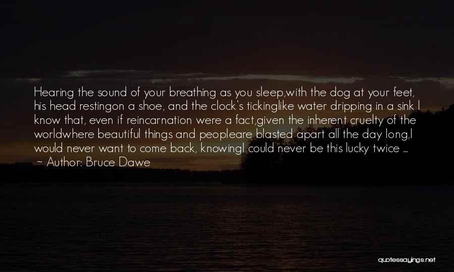 Bruce Dawe Quotes: Hearing The Sound Of Your Breathing As You Sleep,with The Dog At Your Feet, His Head Restingon A Shoe, And