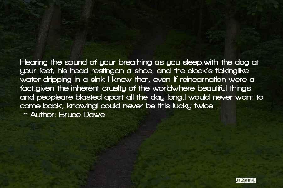Bruce Dawe Quotes: Hearing The Sound Of Your Breathing As You Sleep,with The Dog At Your Feet, His Head Restingon A Shoe, And