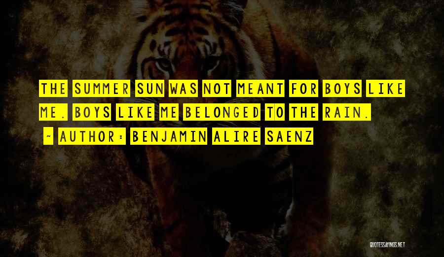 Benjamin Alire Saenz Quotes: The Summer Sun Was Not Meant For Boys Like Me. Boys Like Me Belonged To The Rain.