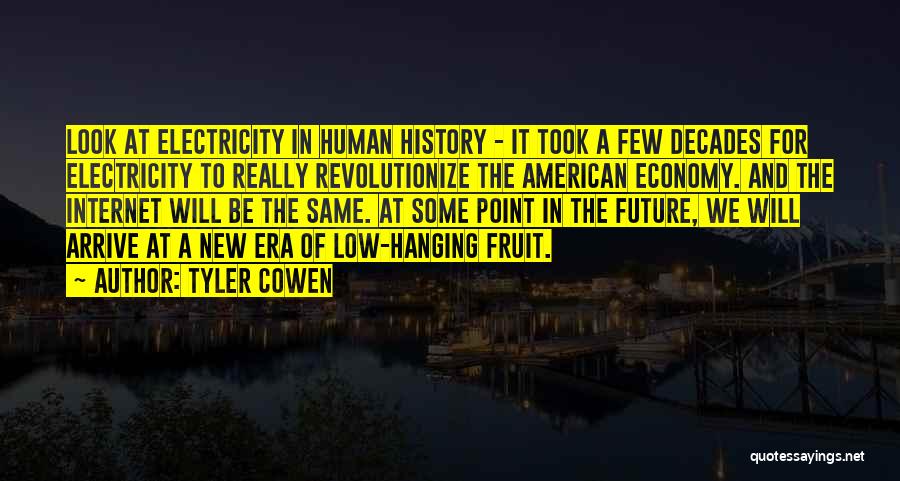 Tyler Cowen Quotes: Look At Electricity In Human History - It Took A Few Decades For Electricity To Really Revolutionize The American Economy.