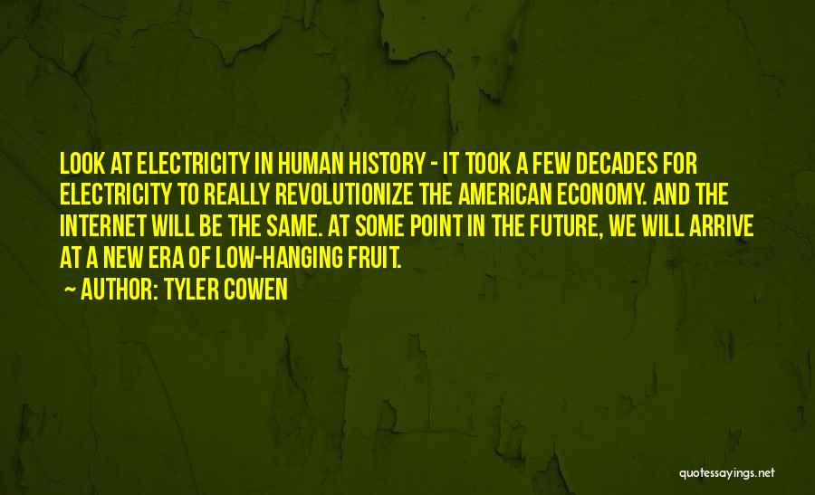 Tyler Cowen Quotes: Look At Electricity In Human History - It Took A Few Decades For Electricity To Really Revolutionize The American Economy.