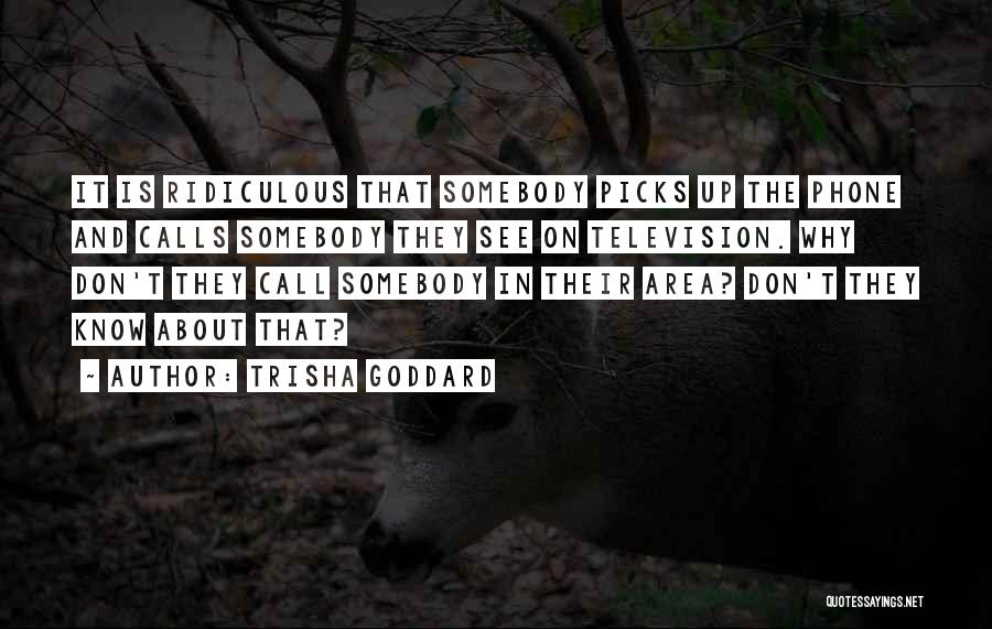 Trisha Goddard Quotes: It Is Ridiculous That Somebody Picks Up The Phone And Calls Somebody They See On Television. Why Don't They Call