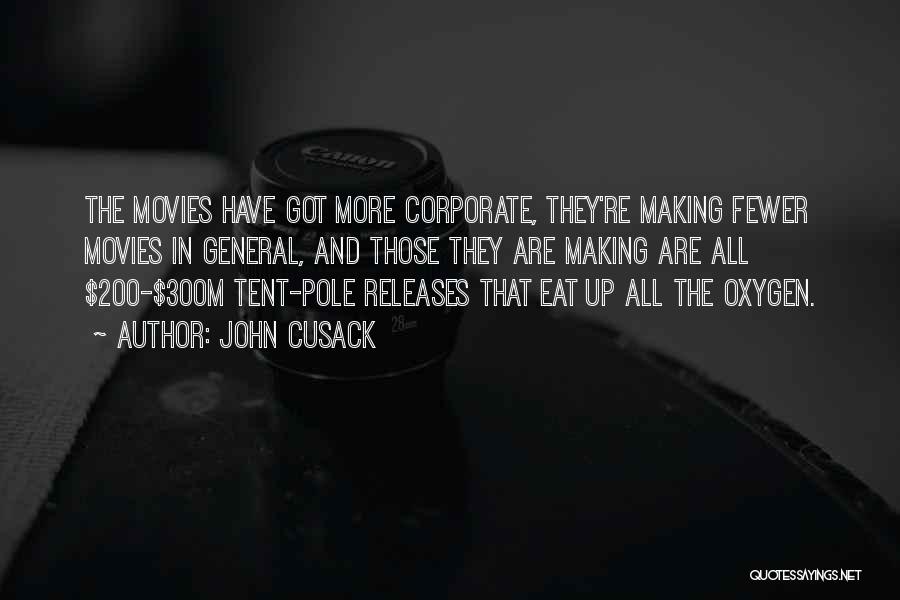 John Cusack Quotes: The Movies Have Got More Corporate, They're Making Fewer Movies In General, And Those They Are Making Are All $200-$300m