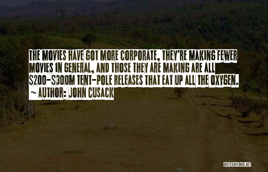 John Cusack Quotes: The Movies Have Got More Corporate, They're Making Fewer Movies In General, And Those They Are Making Are All $200-$300m